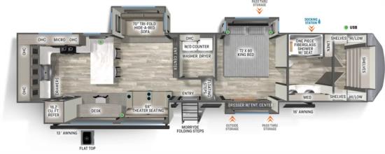 Floor Plan for Sierra Luxury Fifth Wheel